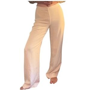 LRL‎ Ralph Lauren 100% Silk Wide Leg Trouser Womens Size 16 Cream